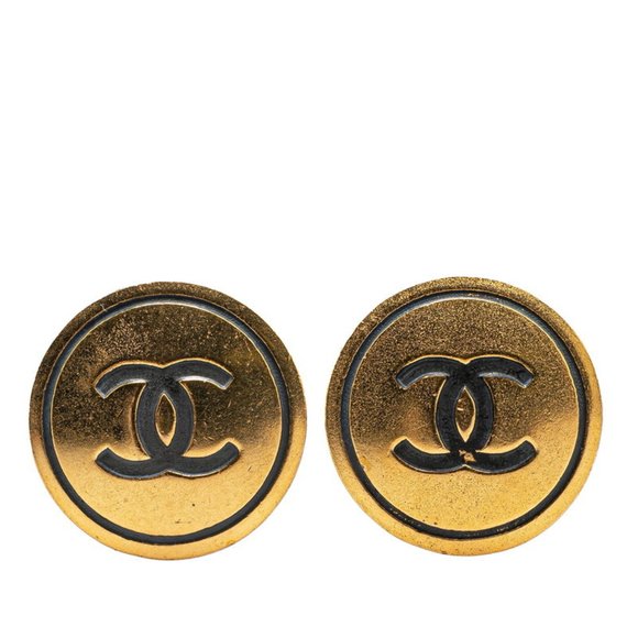 CHANEL Vintage Gold Logo Earrings - Picture 1 of 4